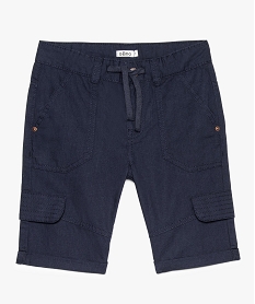 GEMO Bermuda garçon en toile avec revers cousus et surpiqûres noir standard