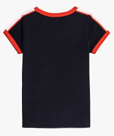 tee-shirt fille avec inscription et finitions biais contrastantes bleu9123301_2