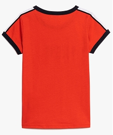 tee-shirt fille avec inscription et finitions biais contrastantes rouge9123401_2
