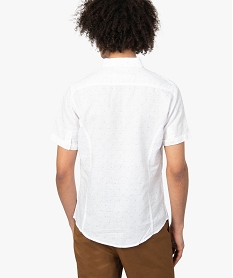 chemise homme cotonlin a petits motifs et manches courtes blanc chemise manches courtes9124201_3