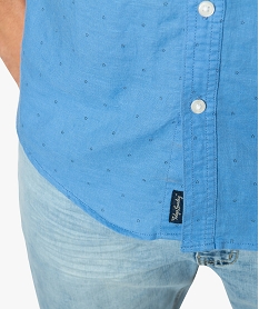 chemise homme cotonlin a petits motifs et manches courtes bleu chemise manches courtes9124401_2