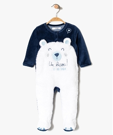 GEMO Pyjama bébé en velours ras avec ouverture avant et motif ourson Multicolore