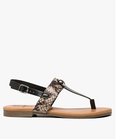 sandales femme aspect texture et clous metallique noir sandales plates et nu-pieds9126301_1
