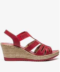 GEMO Sandales femme à talon compensé fantaisie rouge standard