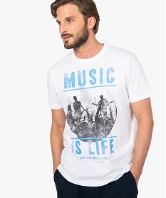 GEMO Tee-shirt homme à manches courtes et motif musique sur lavant rose standard