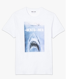 tee-shirt homme avec motif les dents de la mer blanc9127601_4