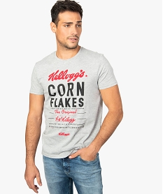 GEMO Tee-shirt homme avec large inscription Corn Flakes - Kelloggs Gris