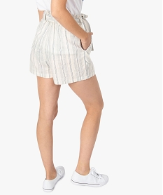 short femme raye taille haute avec ceinture a nouer imprime shorts9127801_3