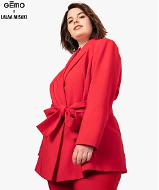 veste femme col chale et ceinture a nouer - gemo x lalaa misaki rouge9127901_1