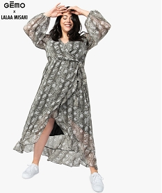GEMO Robe femme cache-cœur effet serpent - Gémo x Lalaa Misaki Imprimé