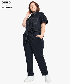 combinaison femme oversize boutonnee - gemo x lalaa misaki bleu pantalons et jeans9128501_1