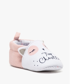 chaussons de naissance bebe fille motif chouette blanc9129101_2