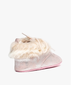 chaussons de naissance bebe fille suedine metallises a lacets rose chaussures de naissance9129301_4