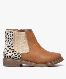 bottines fille chelsea boots avec velours imitation leopard orange bottes et boots9134601_1