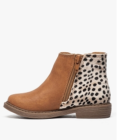 bottines fille chelsea boots avec velours imitation leopard orange bottes et boots9134601_3