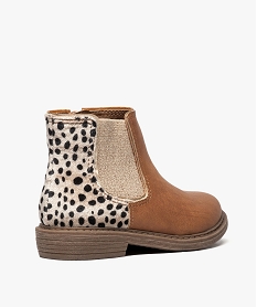 bottines fille chelsea boots avec velours imitation leopard orange bottes et boots9134601_4