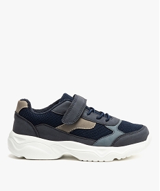 GEMO Baskets Dad shoes* garçon multi-matières à lacets élastiques et scratch Bleu