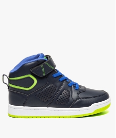 GEMO Baskets garçon montantes avec touches fluo Bleu