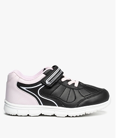 GEMO Baskets fille bicolores à lacets élastiques et scratch. Du 31 au 37. Noir