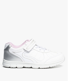 GEMO Baskets fille bicolores à lacets élastiques et scratch. Du 31 au 37. Blanc