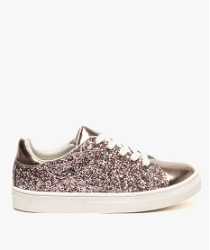 GEMO Baskets fille métallisées et pailletées basses à lacets Rose