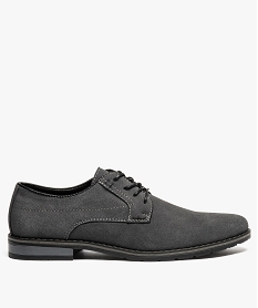 GEMO Derbies homme dessus cuir velours et couture débordante Gris