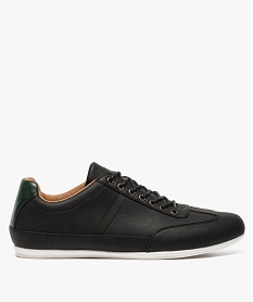 GEMO Baskets homme à lacets avec contrefort contrasté noir vif