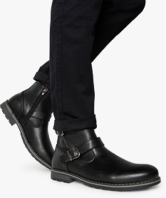 GEMO Boots homme à boucles décoratives et doublure chaude noir vif