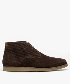 GEMO Boots homme à lacets à semelle souple marron chine
