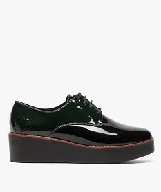 GEMO Derbies femme vernies bicolores semelle plateforme Noir