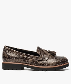GEMO Mocassins femme à pompons et semelle crantée gris standard