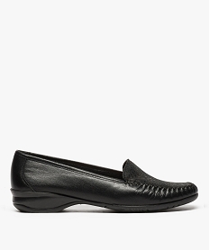 GEMO Mocassins confort femme dessus cuir souple noir standard