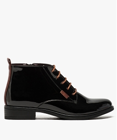 boots femme vernies a lacet et contrefort contrastes noir9156501_1