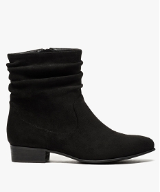 boots femme en suedine effet plisse noir9157401_1