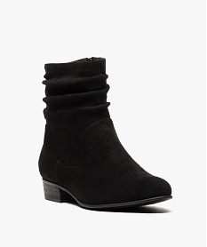 boots femme en suedine effet plisse noir9157401_2