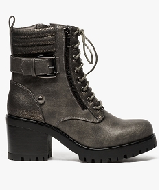 GEMO Boots femme esprit biker avec semelle crantée Gris