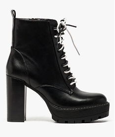 GEMO Bottines femme à talon haut et patin cranté noir standard
