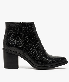 GEMO Bottines femme esprit santiag avec motif en relief Noir