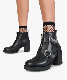 boots femme avec boucles et semelle crantee noir9164001_1