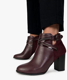 GEMO Boots femme à talon haut avec jeu de brides Rouge