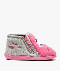 GEMO Chaussons bébé fille en velours avec motif chat et paillettes Rose