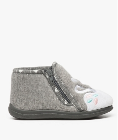 GEMO Chaussons bébé fille en velours avec motifs cygnes et cour Gris