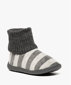 chaussons bebe a rayures avec tige facon chaussettes gris9168801_2