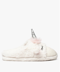 GEMO Chaussons fille en maille peluche à motif licorne Blanc