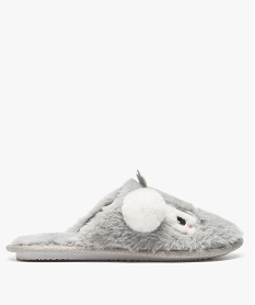 GEMO Chaussons femme en maille peluche forme mules avec détail pailleté Gris