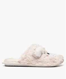 GEMO Chaussons femme en maille peluche forme mules avec détail pailleté Rose