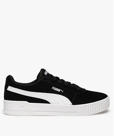 GEMO Baskets femme bicolores dessus cuir avec semelle épaisse- Puma Noir