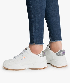 GEMO Baskets basses femme avec détails métallisés - Ellesse Blanc