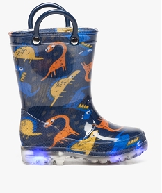 bottes de pluie bebe garcon dinosaures et semelle lumineuse bleu9183401_1