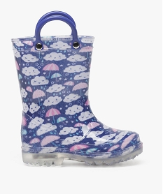 GEMO Bottes de pluie fille à anses et semelle lumineuse Bleu